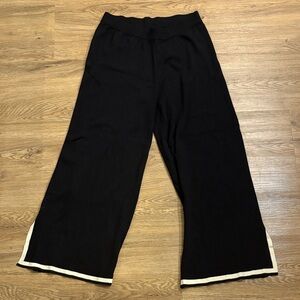 Black Knit Women's Wide-Leg Pants